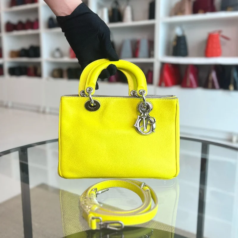 Luxury handbags 2025Diorissimo Mini Lady Smooth Calfskin Leather Yellow SHW