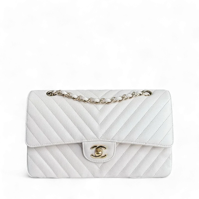 Affordable designer bag dupesBalance of Chanel Classic Flap Medium - Caviar Chevron Cream White Gold Hardware Series 26 and balance of Chanel Classic Flap Medium - Caviar 25CM Quilted Light Green Gold Hardware Series 25