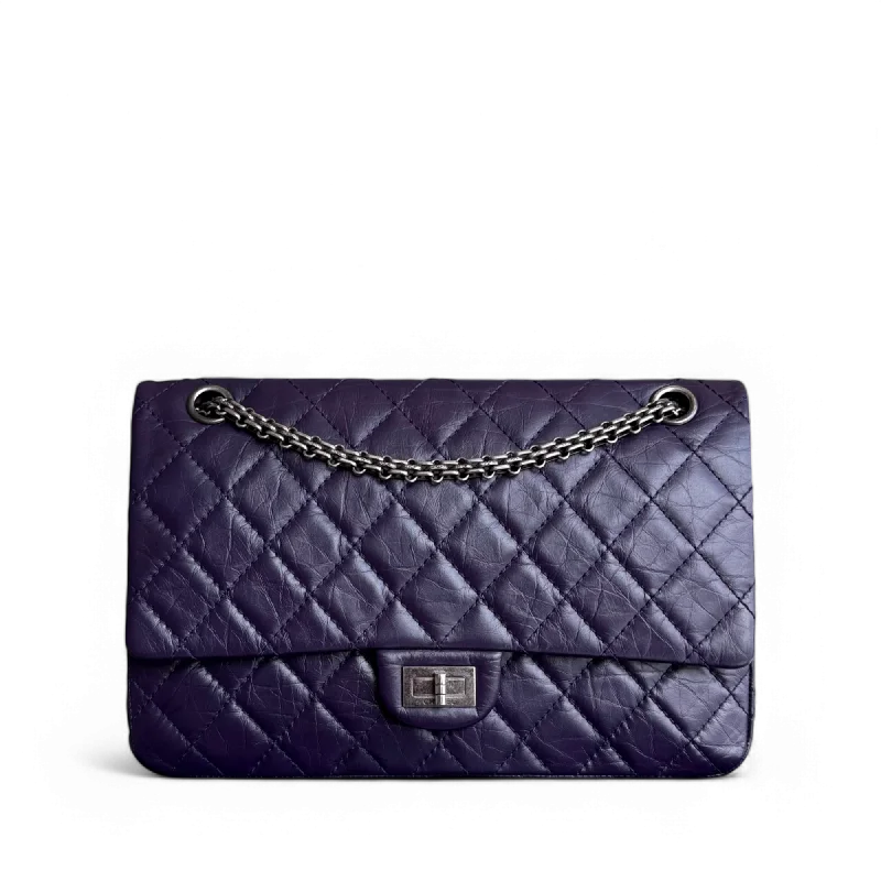 Designer bags with detachable strapsChanel 2.55 Reissue 226 Medium - Quilted Aged Calfskin Dark Violet Purple Ruthenium Silver Hardware Series 17