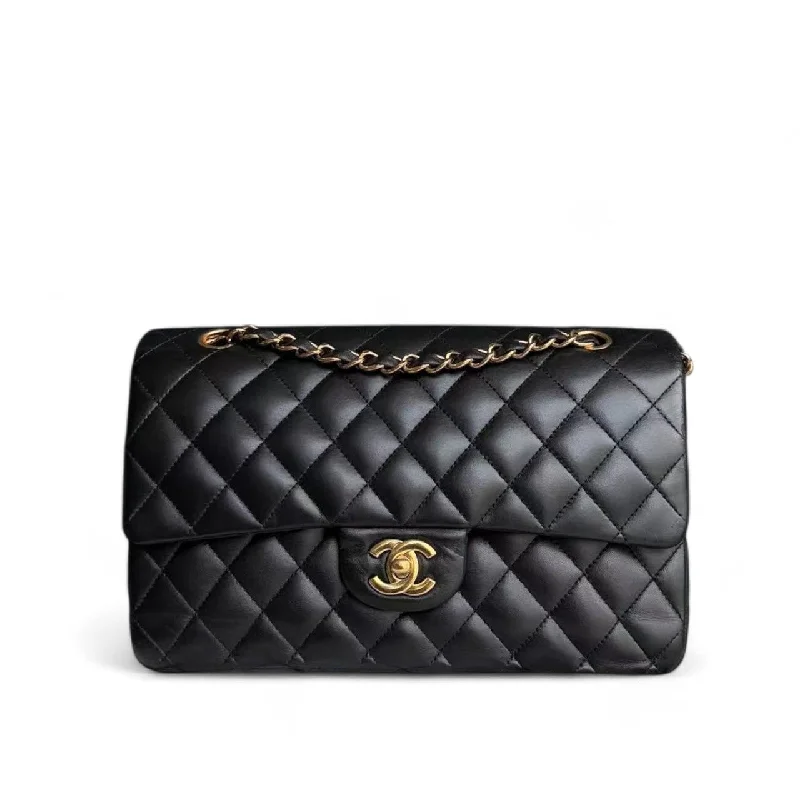 Affordable leather bagsChanel Classic Flap Medium - Quilted Lambskin Black Gold Hardware Series 14