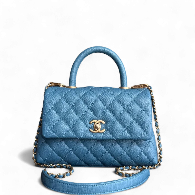 Luxury brand bags on saleDeposit of Chanel Coco Handle Small - Caviar Quilted Blue Gold Hardware Series 25 (half amount of total)