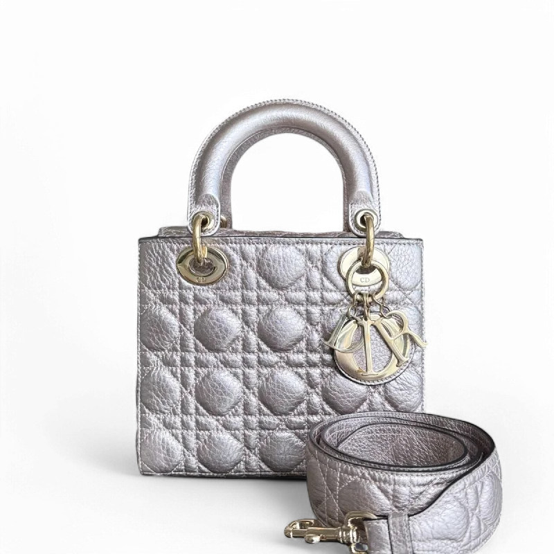 Designer bags with top handlesDior Lady Small Flap - Quilted Calfskin Metallic Gold Hardware