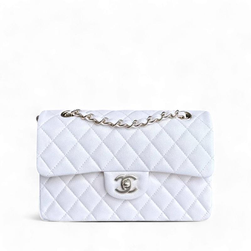 Compact crossbody bags for travelChanel Classic Flap Small - Caviar 23CM Quilted White Light Gold Hardware Series 31