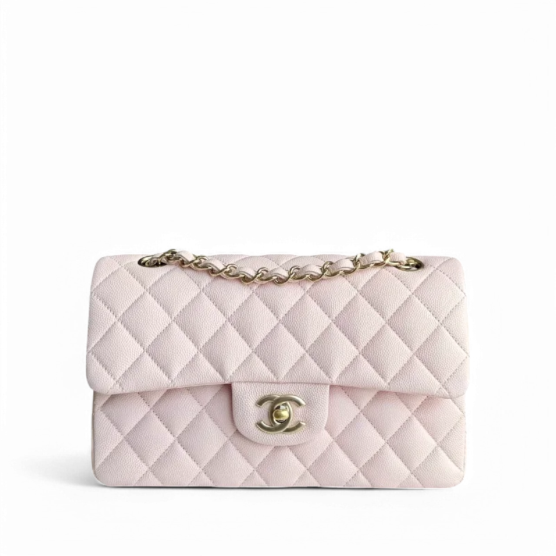 Luxury bags with chain strapsChanel Classic Flap Small - Caviar 23CM Quilted Light Sakura Pink Gold Hardware Microchip