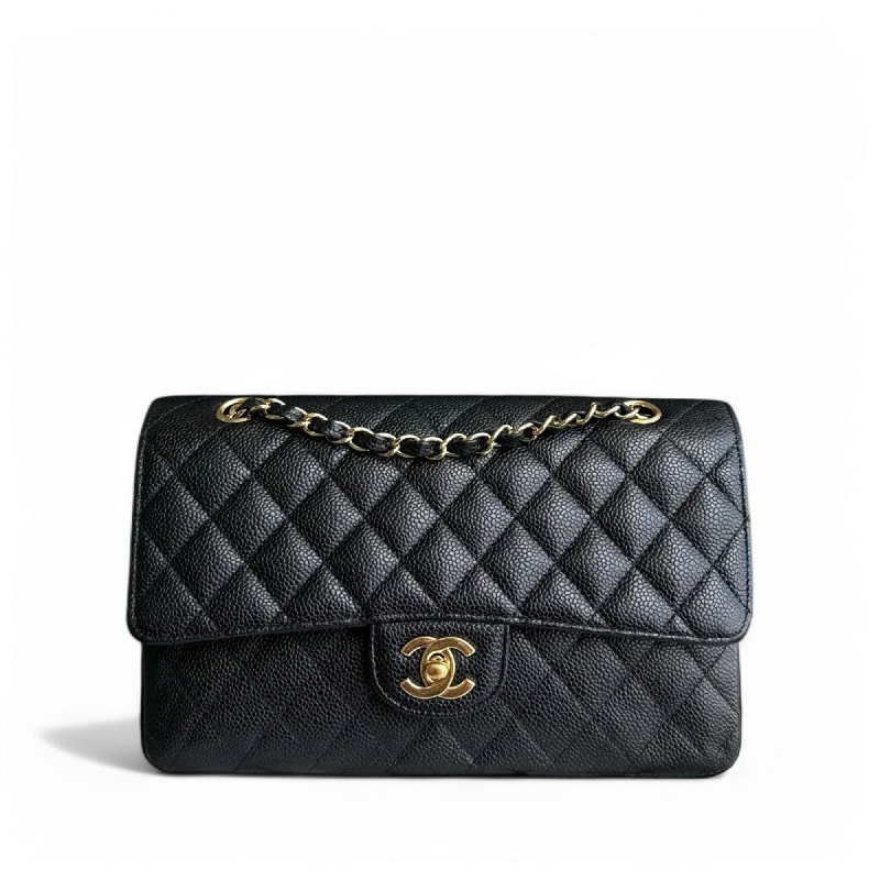 Crossbody bags for everyday useChanel Classic Flap Medium - Caviar 25CM Quilted Black Gold Hardware Series 13