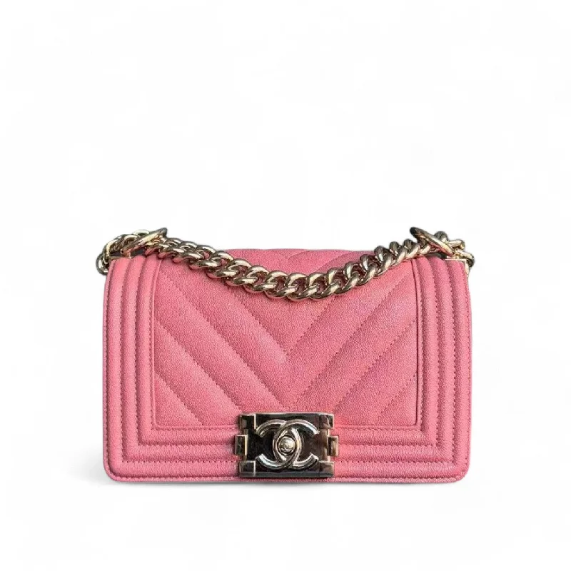 Designer bags for womenChanel Boy Small - Caviar 20CM Chevron Pink Gold Hardware Series 28