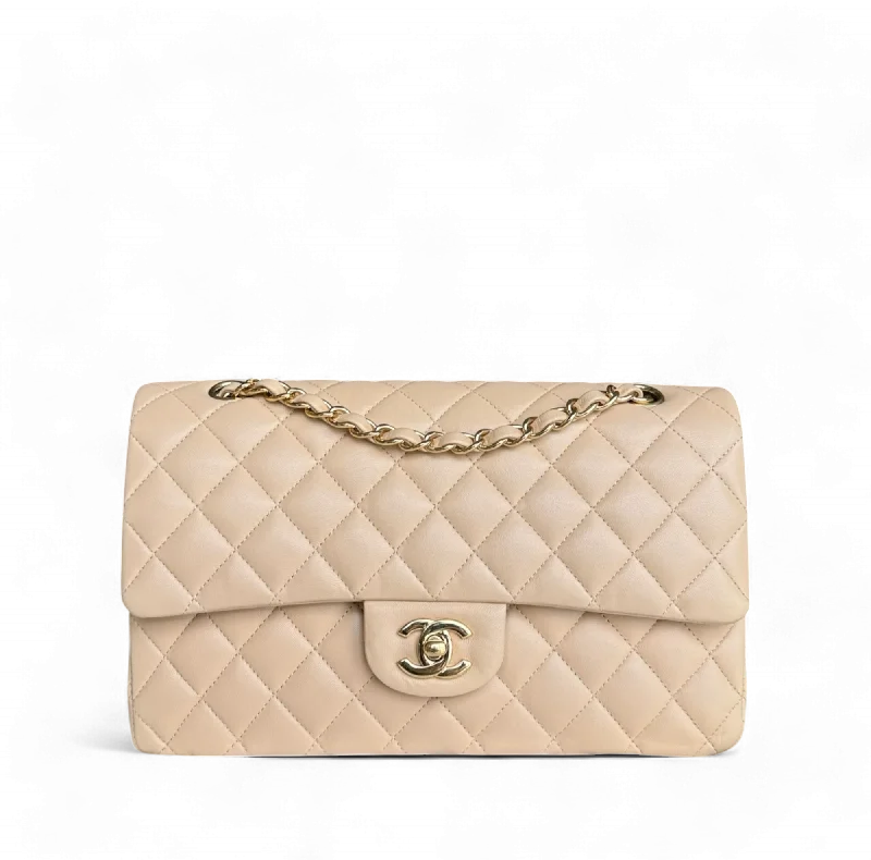 Compact crossbody bags for travelChanel Classic Flap Medium - 25CM Quilted Lambskin Beige Gold Hardware Series 23