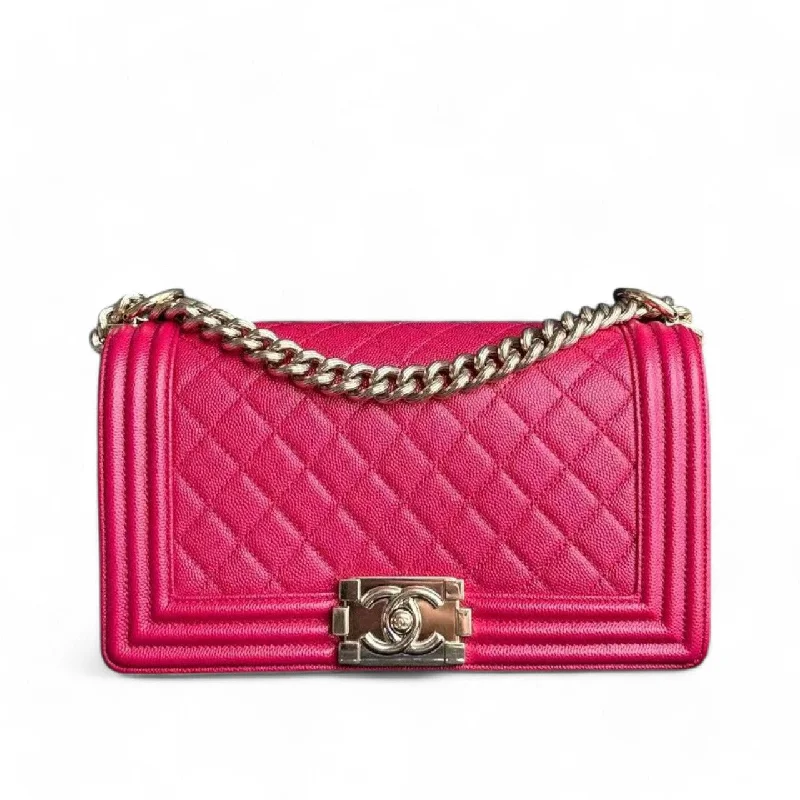 Best tote bags for workChanel Boy Medium - Caviar 25CM Quilted Hot Pink Gold Hardware Series 23