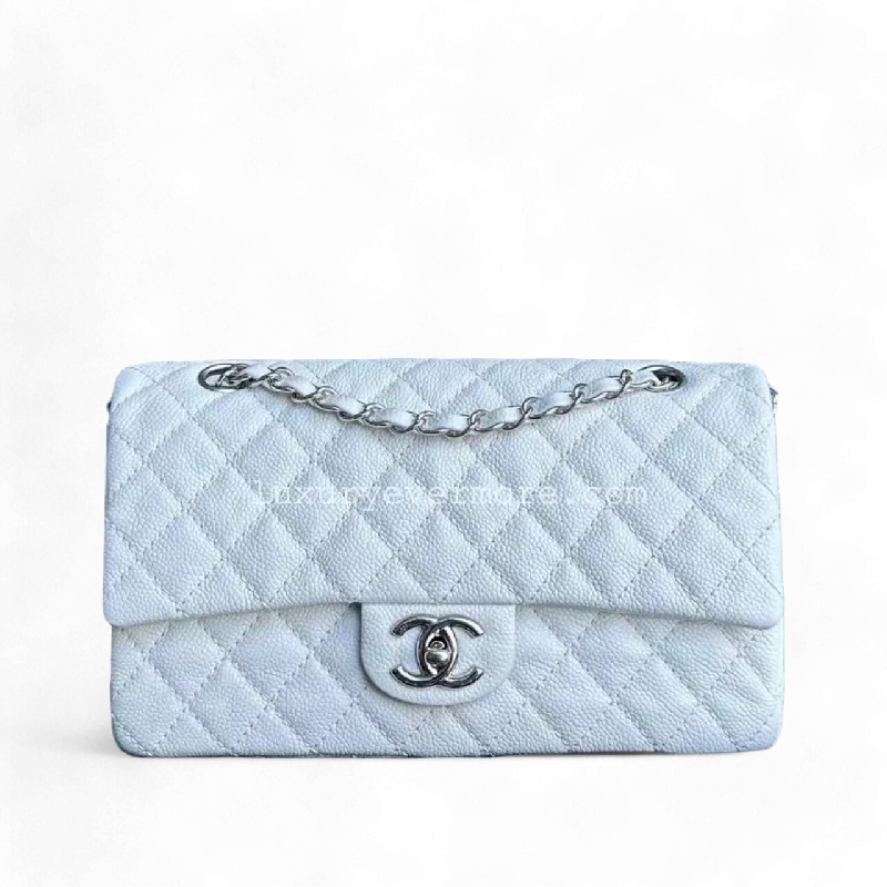 Best-selling designer bags 2025Chanel Classic Flap Medium - Caviar Calfskin White Silver Hardware Series 12