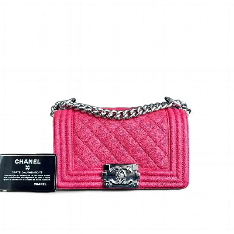 Luxury brand bags on saleChanel Boy Small - Hot Pink Quilted Caviar Grained Calfskin with Silver Hardware Series 25