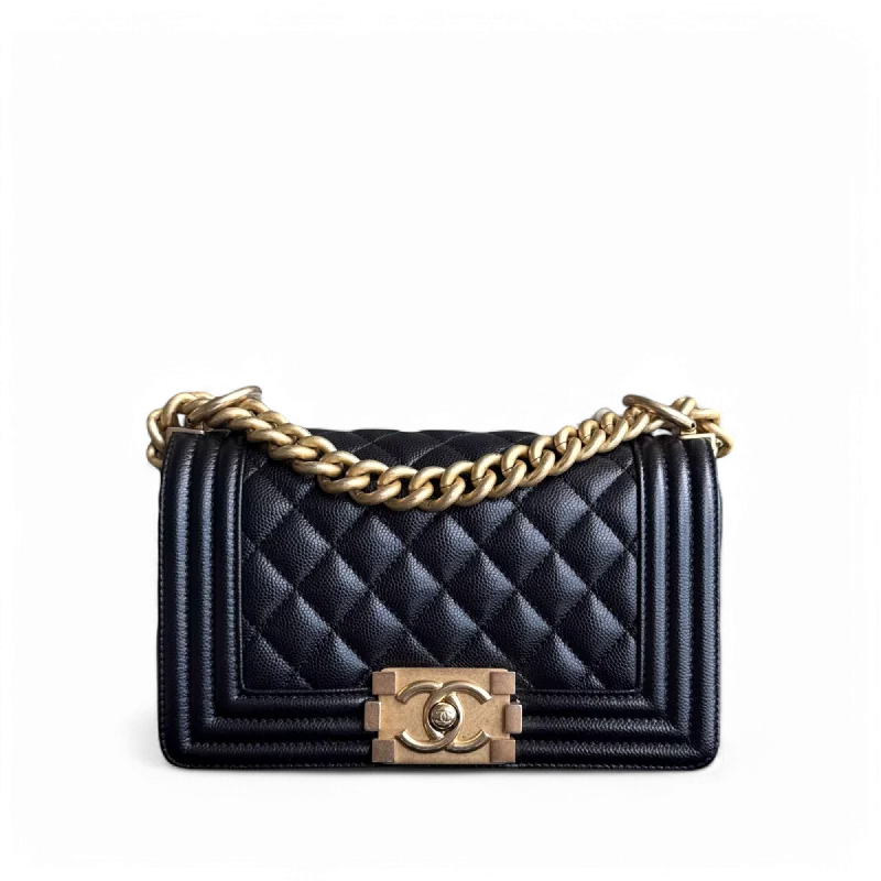 Mini bags for evening outChanel Boy Small - Caviar 20CM Quilted Black Gold Hardware Series 28