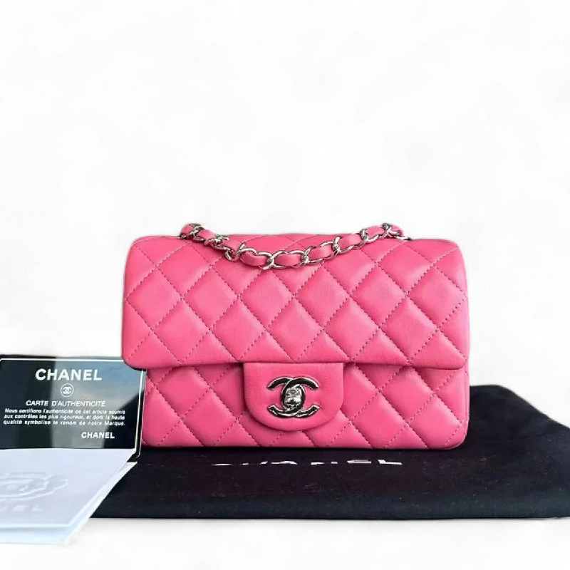 Water-resistant travel backpacksChanel Classic Flap Mini - 20CM Rectangle Pink Quilted Lambskin Classic Flap Bag with Silver Hardware Series 28