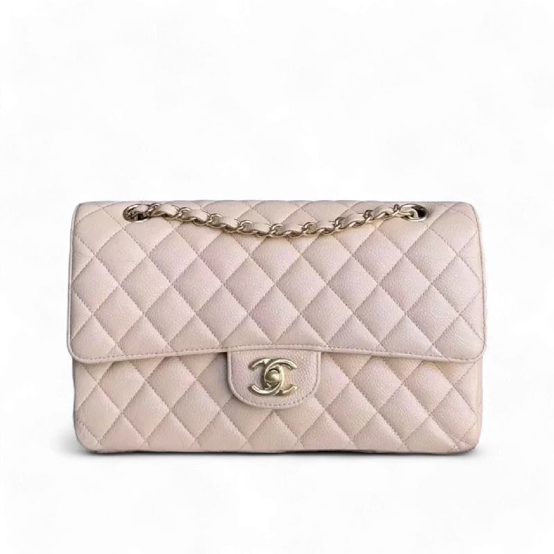 Trendy transparent PVC bagsChanel Classic Flap Medium - Caviar 25CM Quilted Beige Gold Hardware Series 23