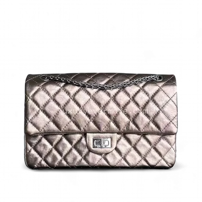 Designer bags with detachable strapsChanel 2.55 Reissue 226 28CM Quilted Calfskin Metallic Bronze Silver Hardware Series 12