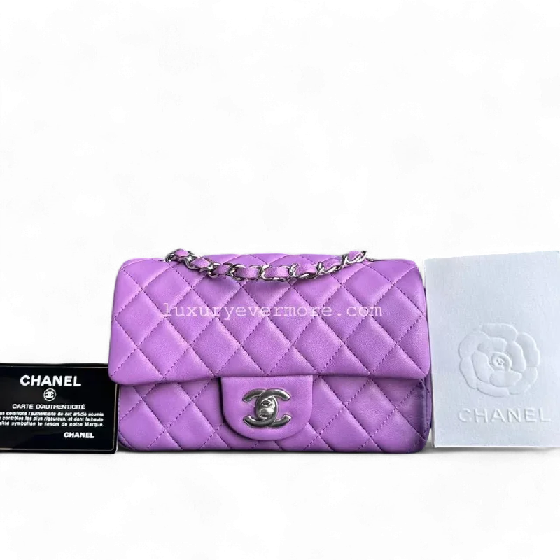 Best-selling designer bags 2025Chanel Classic Flap Mini - 20CM Rectangle Quilted Lambskin Purple Silver Hardware Series 29