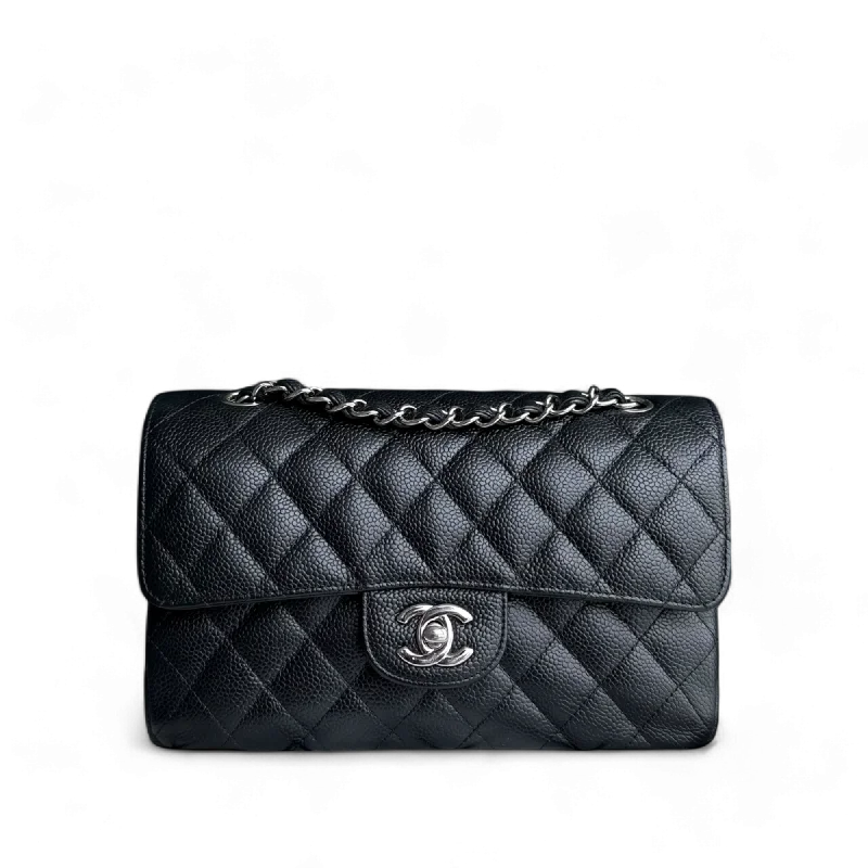 Luxury bags with chain strapsChanel Classic Flap Small - Caviar 23CM Quilted Black Silver Hardware Series 16