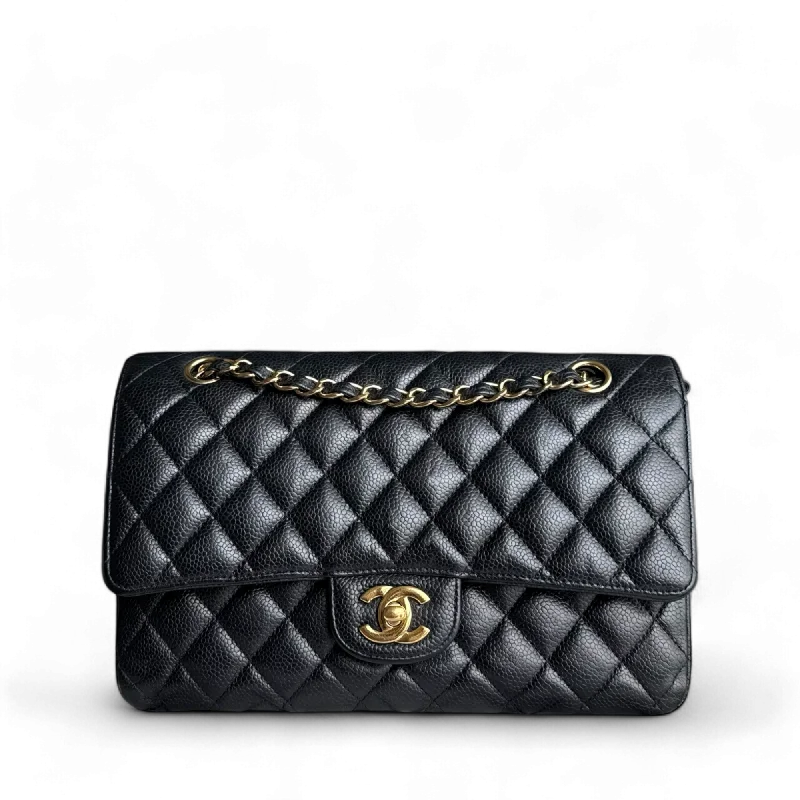 Designer bags for womenChanel Classic Flap Medium - Caviar 25CM Quilted Black Gold Hardware Series 27