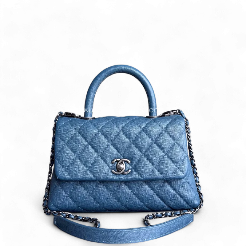 Waterproof backpack for hikingChanel Coco Handle Small - Caviar Quilted Blue Ruthenium Silver Hardware Series 23