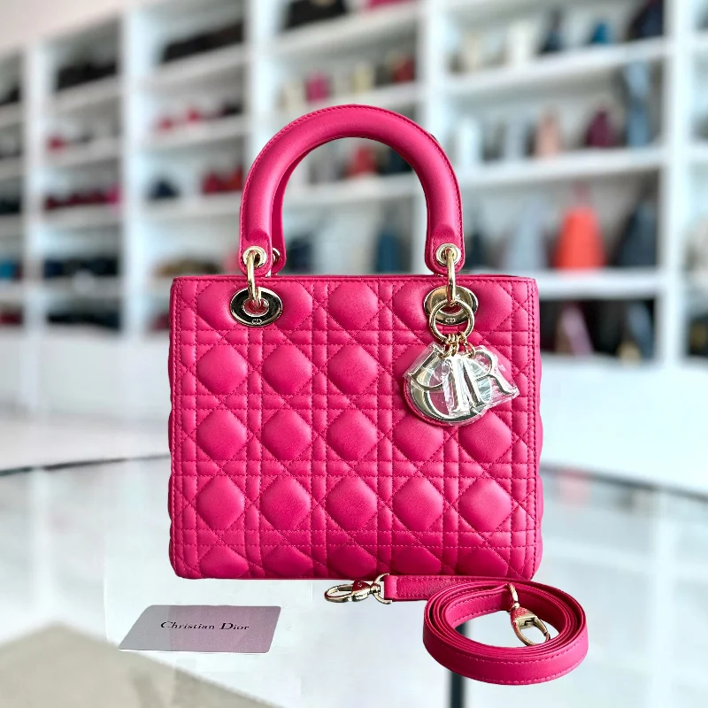 Best bags for weekend getawaysLady Medium Cannage Lambskin Hot Pink GHW