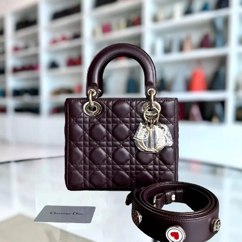 Luxury bags with exotic skinsMy Lady Small Cannage Lambskin Burgundy Red My ABC Charm Badge GHW