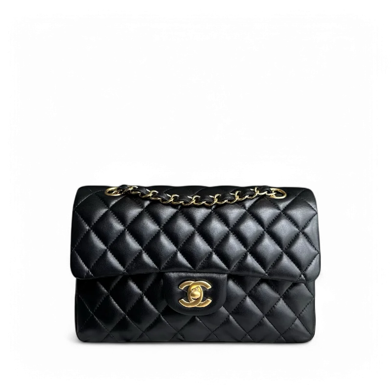 Vintage-inspired handbagsChanel Classic Flap Small - 23CM Quilted Lambskin Black Gold Hardware Series 26