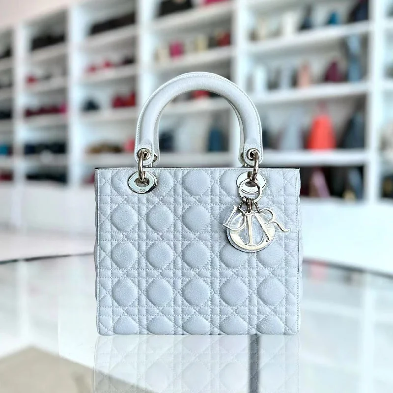 Luxury handbags 2025*Flap Version, Grained Calfskin, No Strap* Lady Medium White Cannage Grained Calfskin White GHW