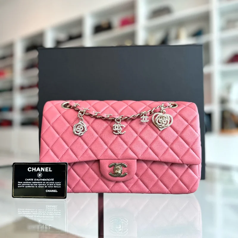 Customizable monogram bagsClassic Flap Medium Lambskin Valentine Crystal Heart Special Edition Pink LGHW No 19