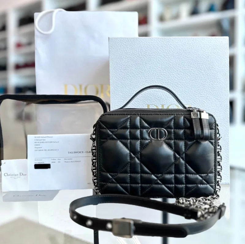 Affordable luxury bags *Full Set, Receipt* Caro Box Cannage Lambskin Black SHW