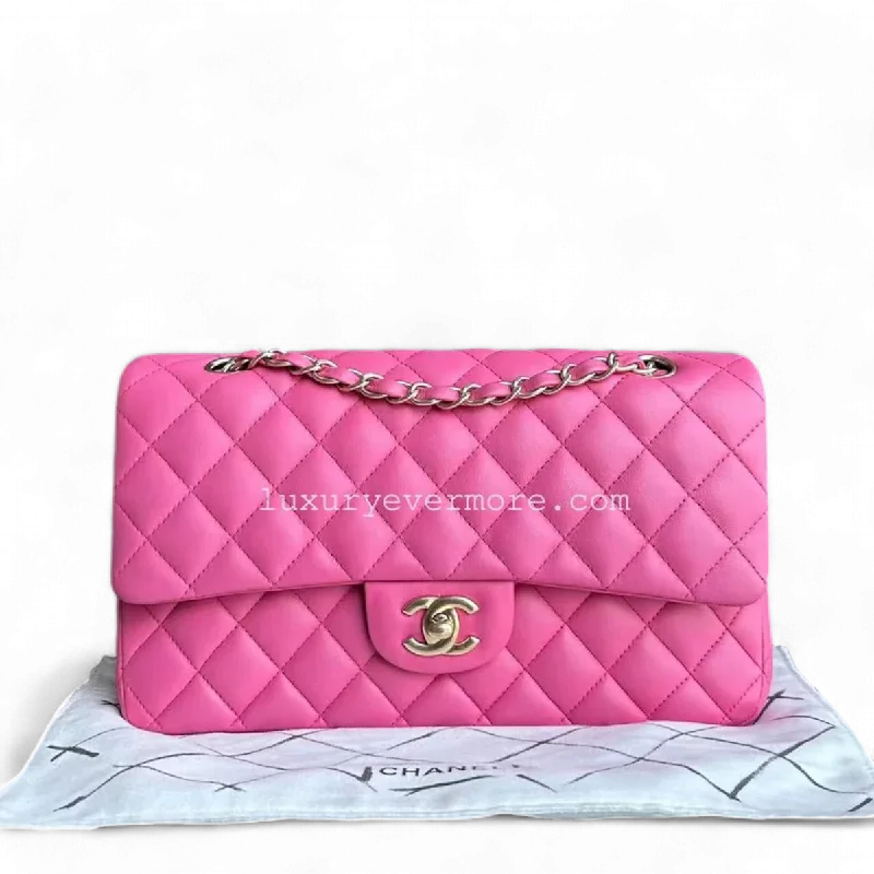 Mini bags for evening outChanel Classic Flap Medium - 25CM Lambskin Quilted Pink Golden Hardware Series 18