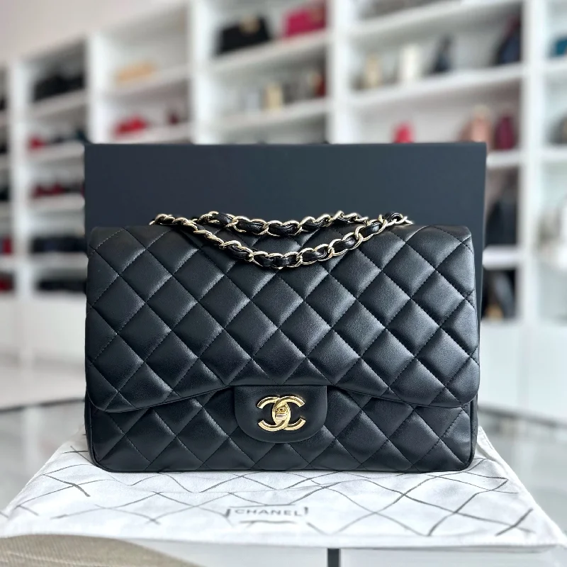 Luxury bags with exotic skinsClassic Flap Jumbo 30CM Single Flap Quilted Lambskin Black GHW No 14