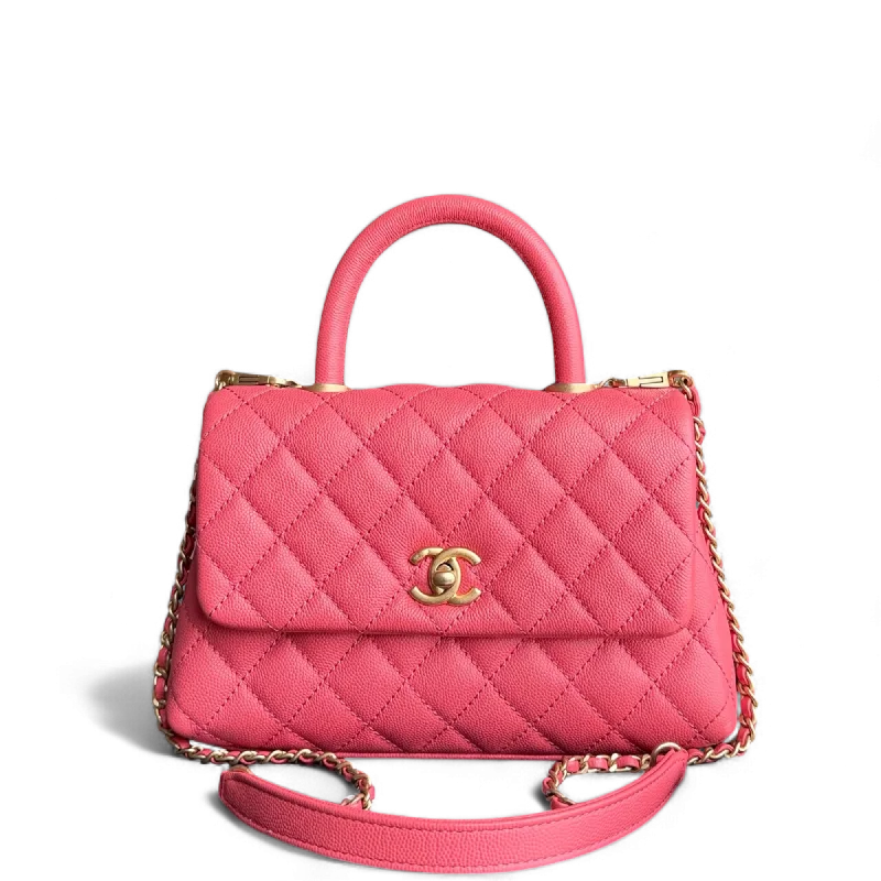 Best-selling designer bags 2025Chanel Coco Handle Small - Caviar Quitled Pink Gold Hardware Series 27