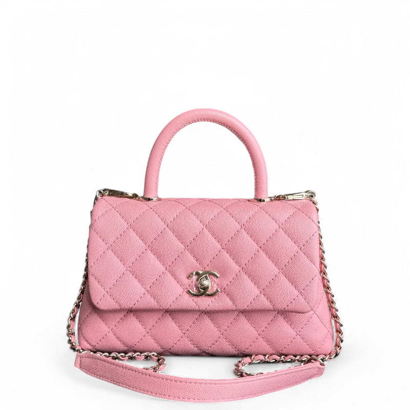 High-quality leather messenger bagsChanel Coco Handle Small - Caviar Quilted Pink Gold Hardware Series 27