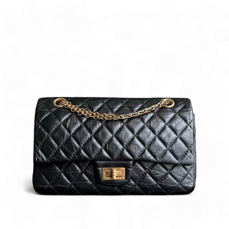 Minimalist leather handbagsChanel 2.55 Reissue - 225 Small Quilted Aged Calfskin Black Gold Hardware Series 27