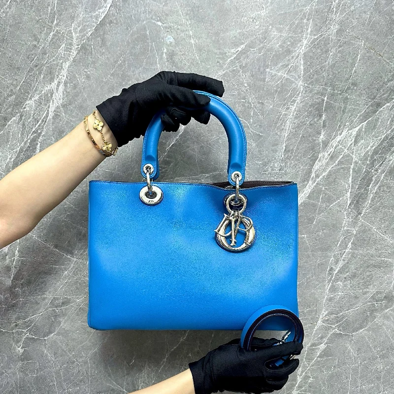 Vegan leather handbagsDiorissimo Medium Smooth Calfskin Blue SHW