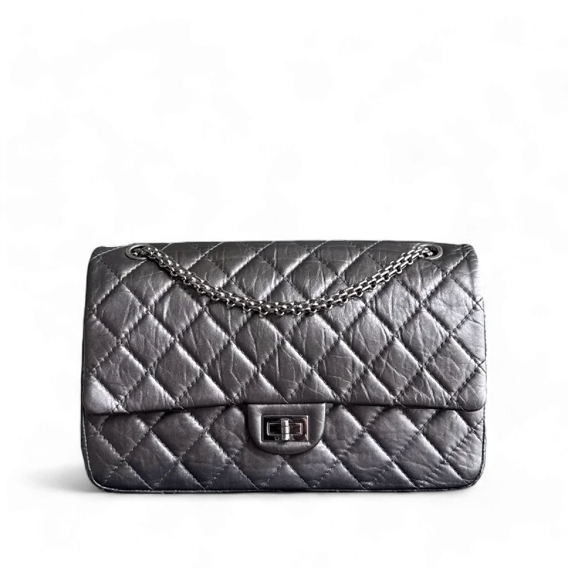 Durable leather bags for daily useChanel 2.55 Reissue 226 - Quilted Calfskin Noir Metal Silver Hardware Series 15