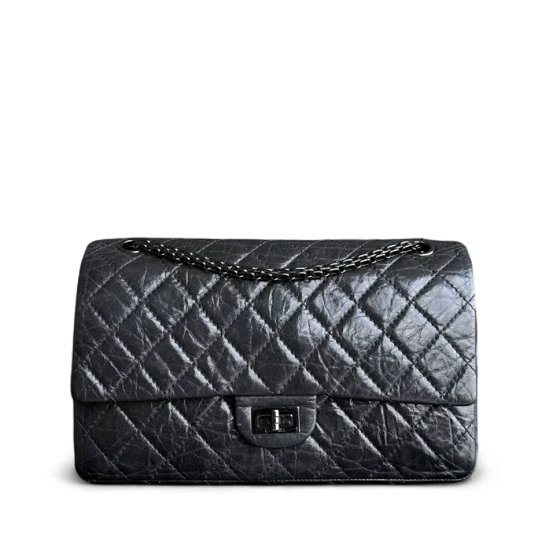 Affordable designer bag dupesChanel 2.55 Reissue 226 - Metallic Aged Calfskin Black Ruthenium Silver Hardware Series 19