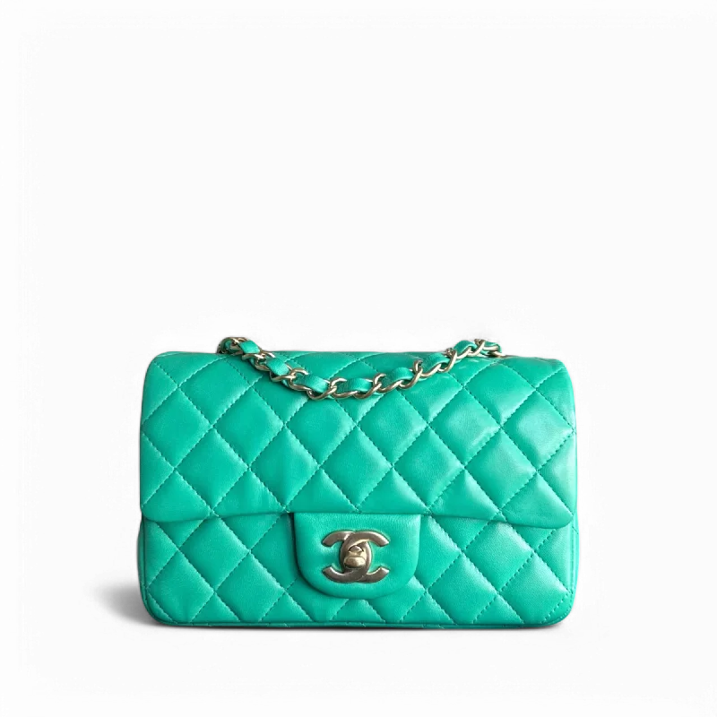 Affordable designer bag dupesChanel Classic Flap Mini - 20CM Quilted Lambskin Green Gold Hardware Series 18