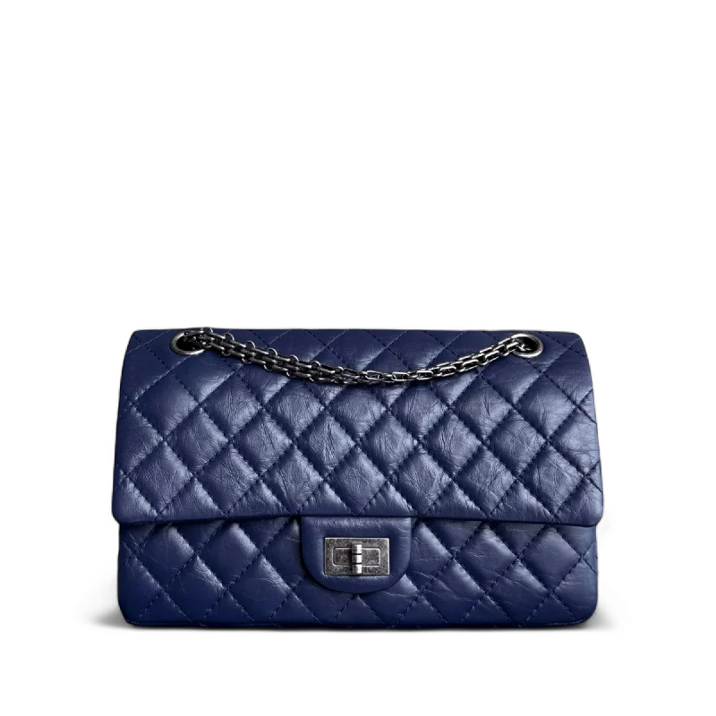 Sustainable fashion bagsChanel 2.55 Reissue 225 Small - 24CM Quilted Aged Calfskin Dark Blue Ruthenium Silver Hardware Series 21