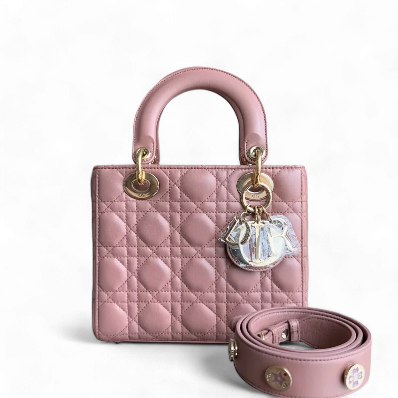 Luxury bags with exotic skinsDior Lady Small - Cannage Lambskin Blush Gold Hardware