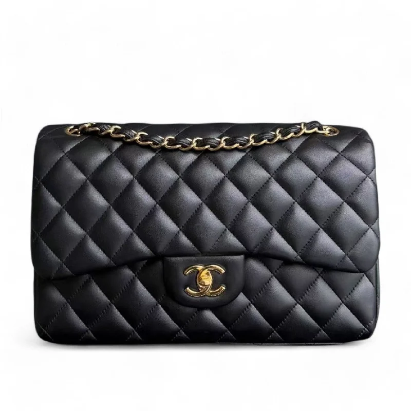 Best-selling designer bags 2025Chanel Classic Flap Jumbo - Double Flap 30CM Lambskin Quilted Black Gold Hardware