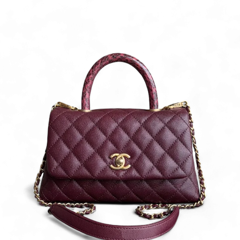 Best bags for weekend getawaysChanel Coco Handle Small - Caviar Quilted Lizard Burgundy Dark Red Gold Hardware Series 26