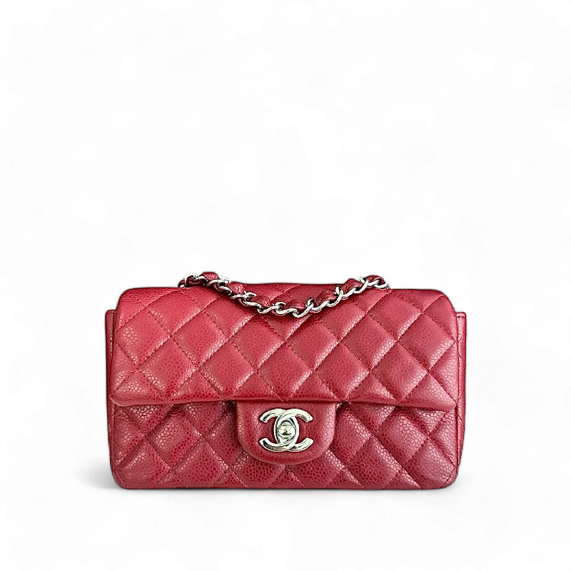 Affordable leather bagsChanel Classic Flap Mini - Caviar 20CM Quilted Dark Red Silver Hardware 17