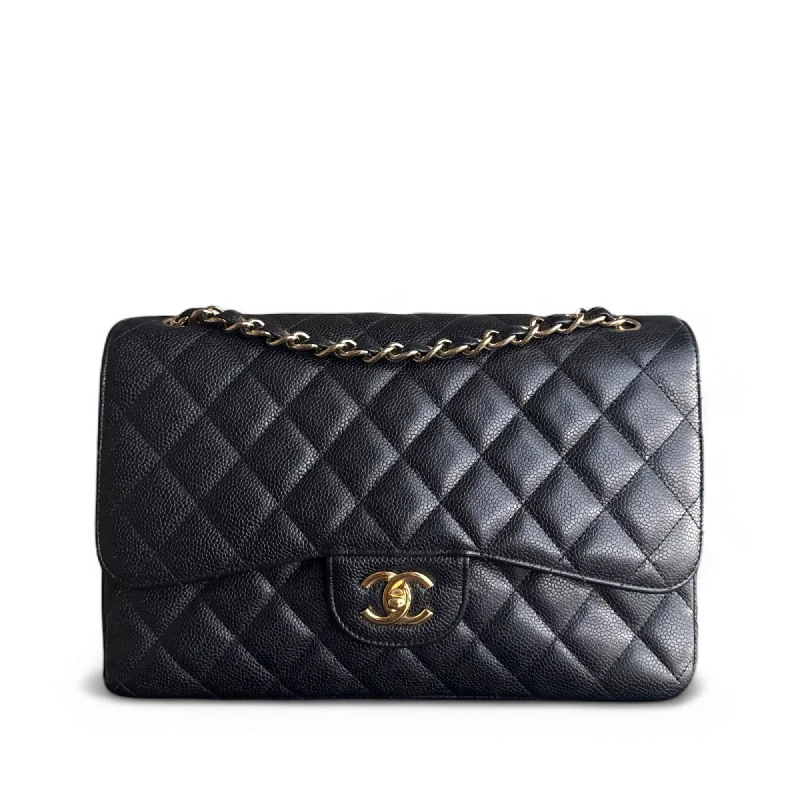 Luxury bags with exotic skinsChanel Classic Flap Jumbo - Caviar Double Flap 30CM Quilted Black Gold Hardware 15