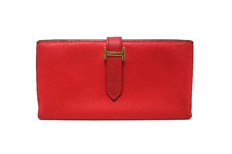 Best bags for weekend getawaysAuthentic Hermes Darke Red Chevre Leather Bearn Long Bifold Wallet