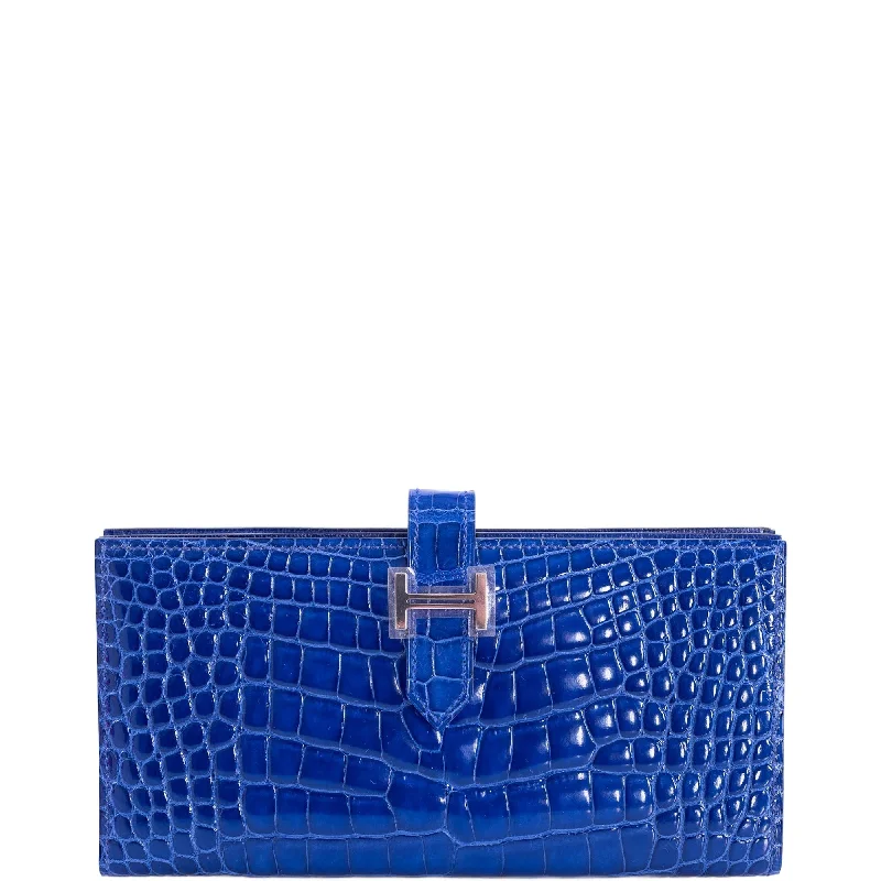 Best bags for photographersHermès Bearn Wallet Blue Electric Shiny Nilo Croc Palladium Hardware