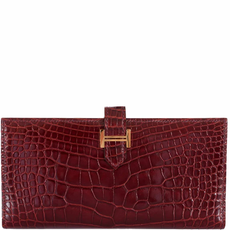 Best bags for business tripsHermès Bearn Wallet With Gusset Bourgogne Alligator Gold Hardware