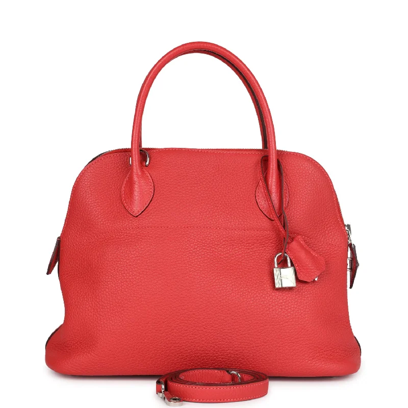 Luxury bags with chain strapsHermes Bolide 31 Rouge Pivoine Clemence Palladium Hardware