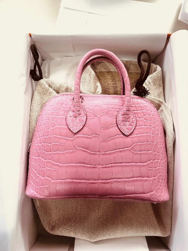 High-end designer bags for menHermès Bolide Bubblegum Pink Alligator Palladium Hardware