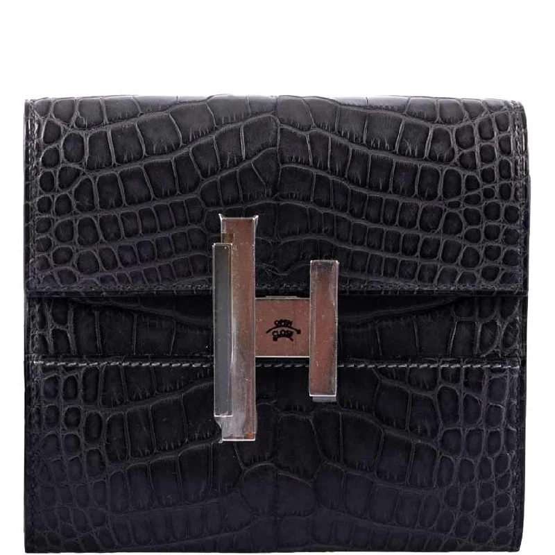 Designer bags with detachable strapsHermès Cinhetic Wallet Matte Graphite Alligator Palladium Hardware