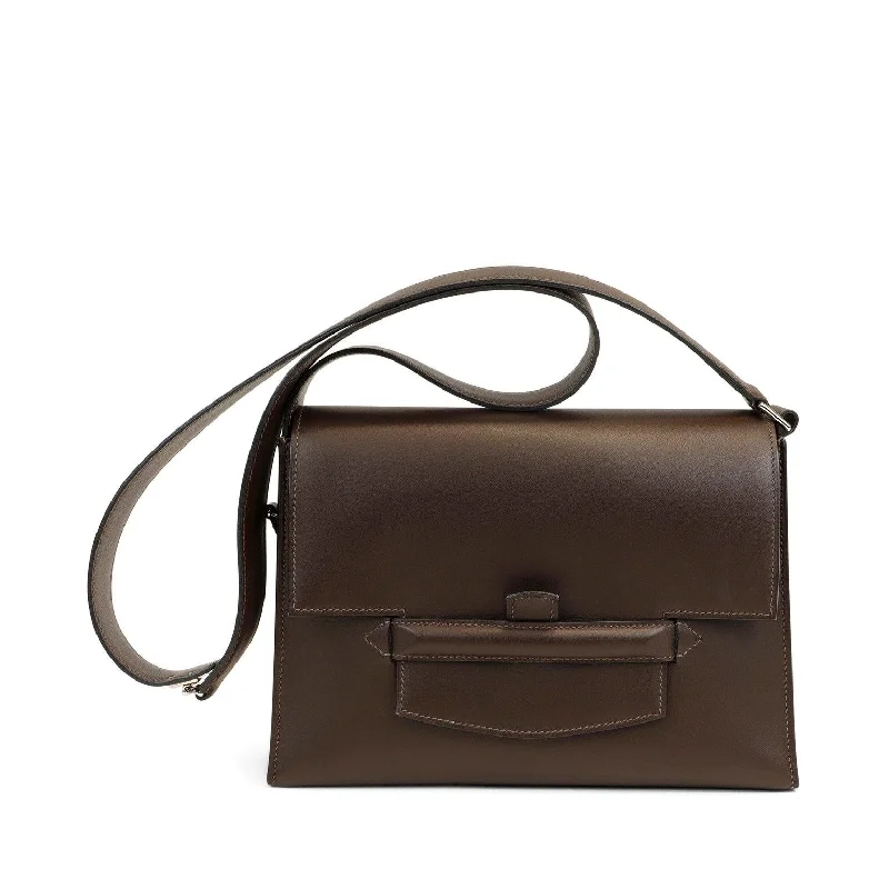 Durable leather bags for daily useHermes Espresso Evergrain Crossbody w/ Strap & Palladium Hardware